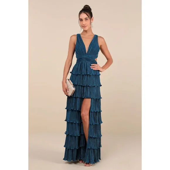 Lulus | Dresses | Lulus Beauty Icon Dark Teal Satin Pleated Tiered Laceup Maxi Dress Blue | Poshmark Lulus | Dresses | Lulus Beauty Icon Dark Teal Satin Pleated Tiered Laceup Maxi Dress Blue | Poshmark